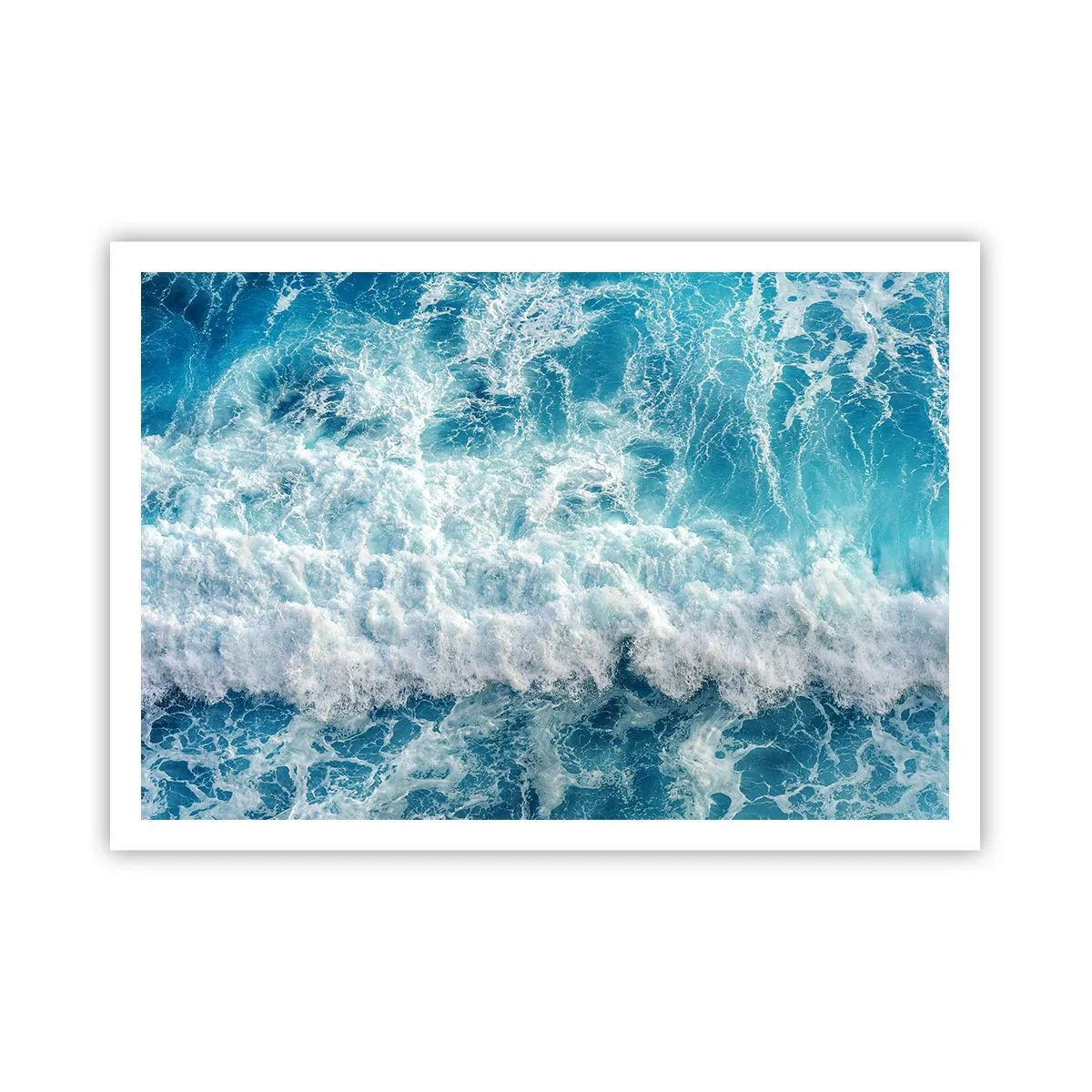 Poster - Dynamische Meereswellen in Blautönen - 100x70cm - Freudig und springend - Moderne Wanddekoration für Wohnzimmer und Schlafzimmer ARTTOR