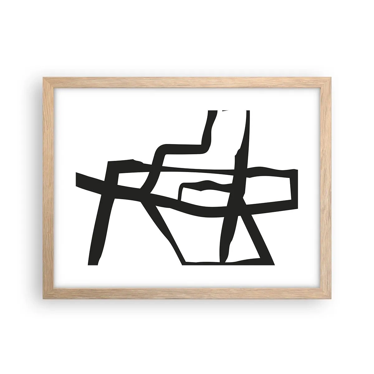Poster in einem Rahmen aus heller Eiche - Schwarz-Weiß-Design - 40x30 cm