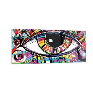 Glasbild - Bild auf glas - Buntes Auge - bunte Seele - 100x40 cm