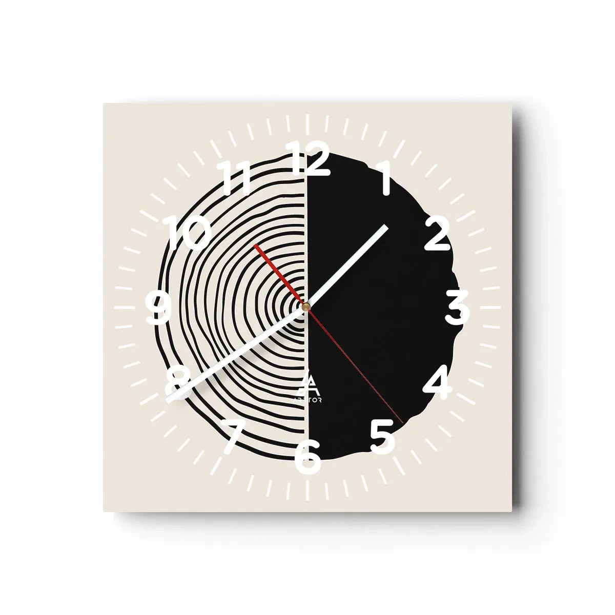 Wanduhr - Glasuhr - Halb und halb - 40x40 cm