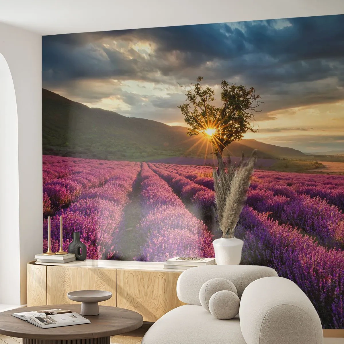 Maßgeschneiderte Fototapete Premium Canvas - Fliederfarbenes Aroma - Landschaft, Lavendel, Provence