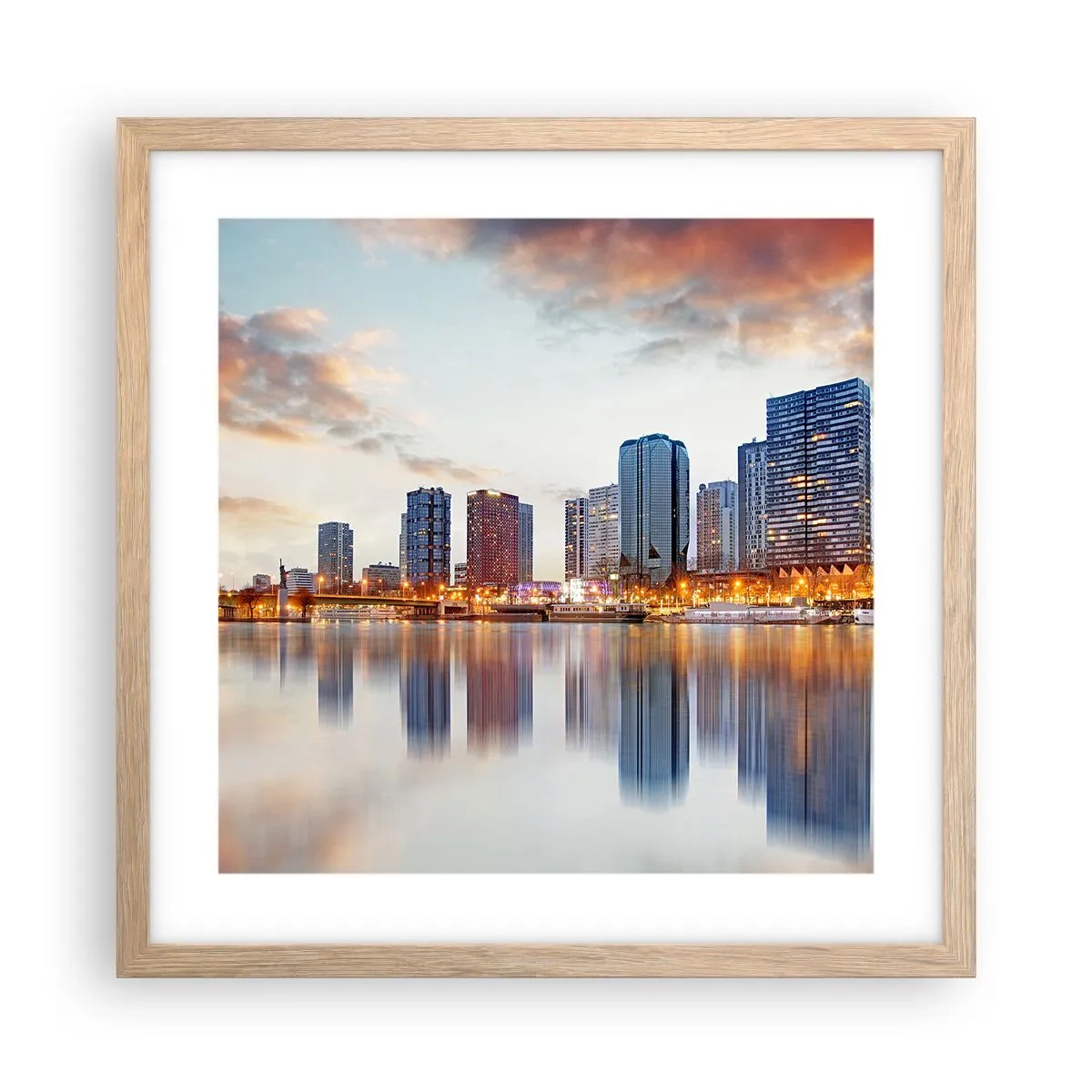 Poster in einem Rahmen aus heller Eiche - Die monumentale Ruhe von Paris - 40x40 cm