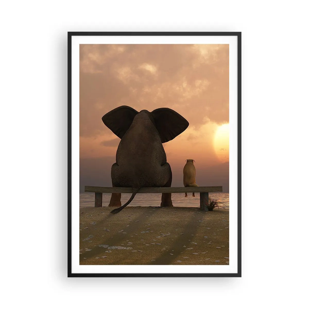 Poster in einem schwarzem Rahmen - Es tut gut zusammen zu schweigen - 70x100 cm