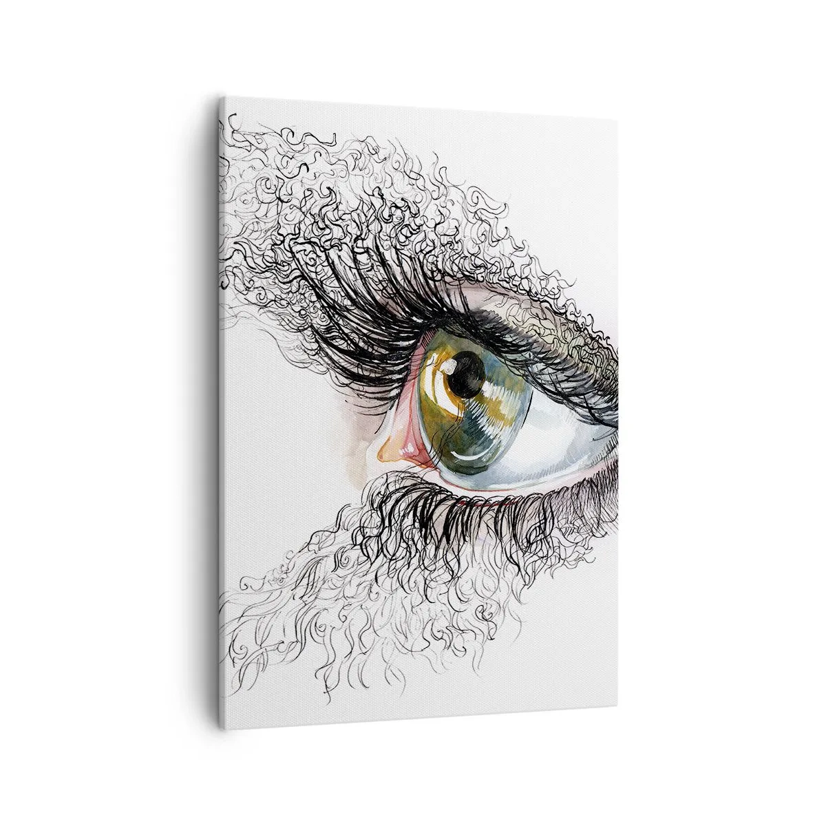 Bild auf Leinwand - Leinwandbild - Ein künstlerisches Auge mit gelbgrüner Iris und komplizierten Details. - 50x70cm - Schau direkt in die Seele - Moderne Wanddekoration für Wohnzimmer und Schlafzimmer ARTTOR