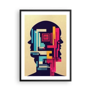 Poster in einem schwarzem Rahmen - Abstrakte Silhouette mit geometrischen Formen - 50x70cm - Neue Anleihen - Moderne Wanddekoration für Wohnzimmer und Schlafzimmer ARTTOR