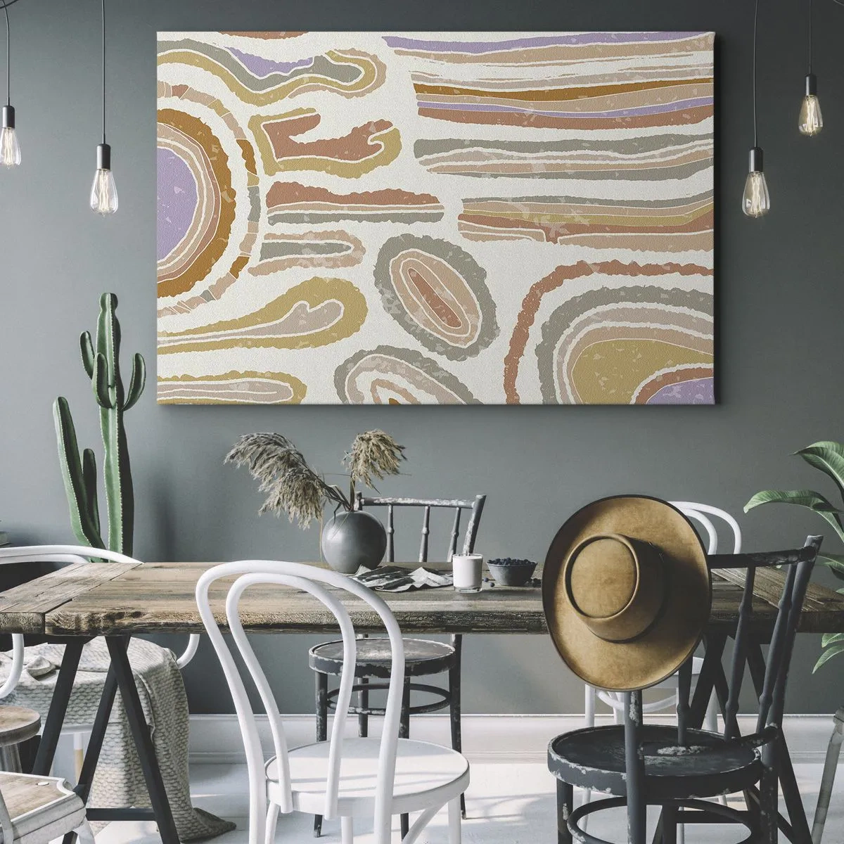 Bild auf Leinwand - Leinwandbild - Bunte Querschnitte abstrakter Formen - 70x50cm - Bunte Querschnitte - Moderne Wanddekoration für Wohnzimmer und Schlafzimmer ARTTOR
