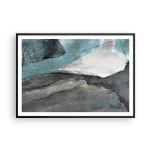 Poster in einem schwarzem Rahmen - Abstrakte Komposition in Grau- und Blautönen - 100x70cm - Abstraktion: Felsen und Eis - Moderne Wanddekoration für Wohnzimmer und Schlafzimmer ARTTOR