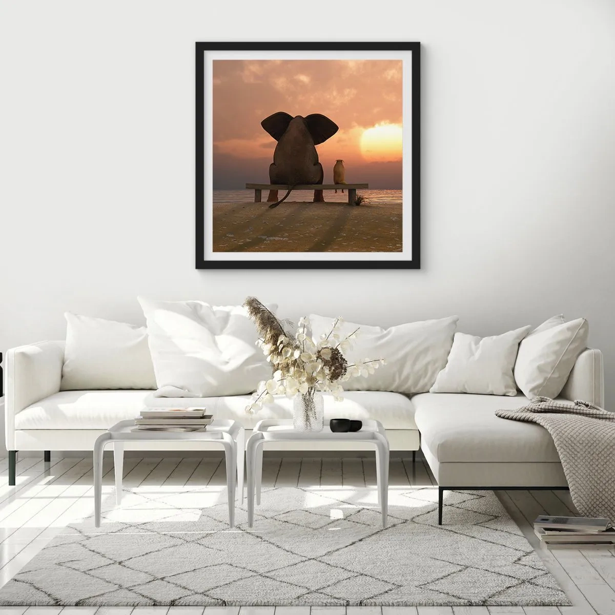 Poster in einem schwarzem Rahmen - Es tut gut zusammen zu schweigen - 60x60 cm