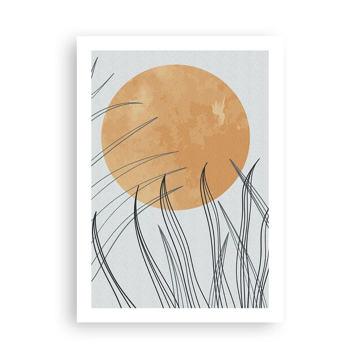Poster - Eine minimalistische Komposition mit Mond und Gras - 50x70cm - Immer der Sonne entgegen - Moderne Wanddekoration für Wohnzimmer und Schlafzimmer ARTTOR