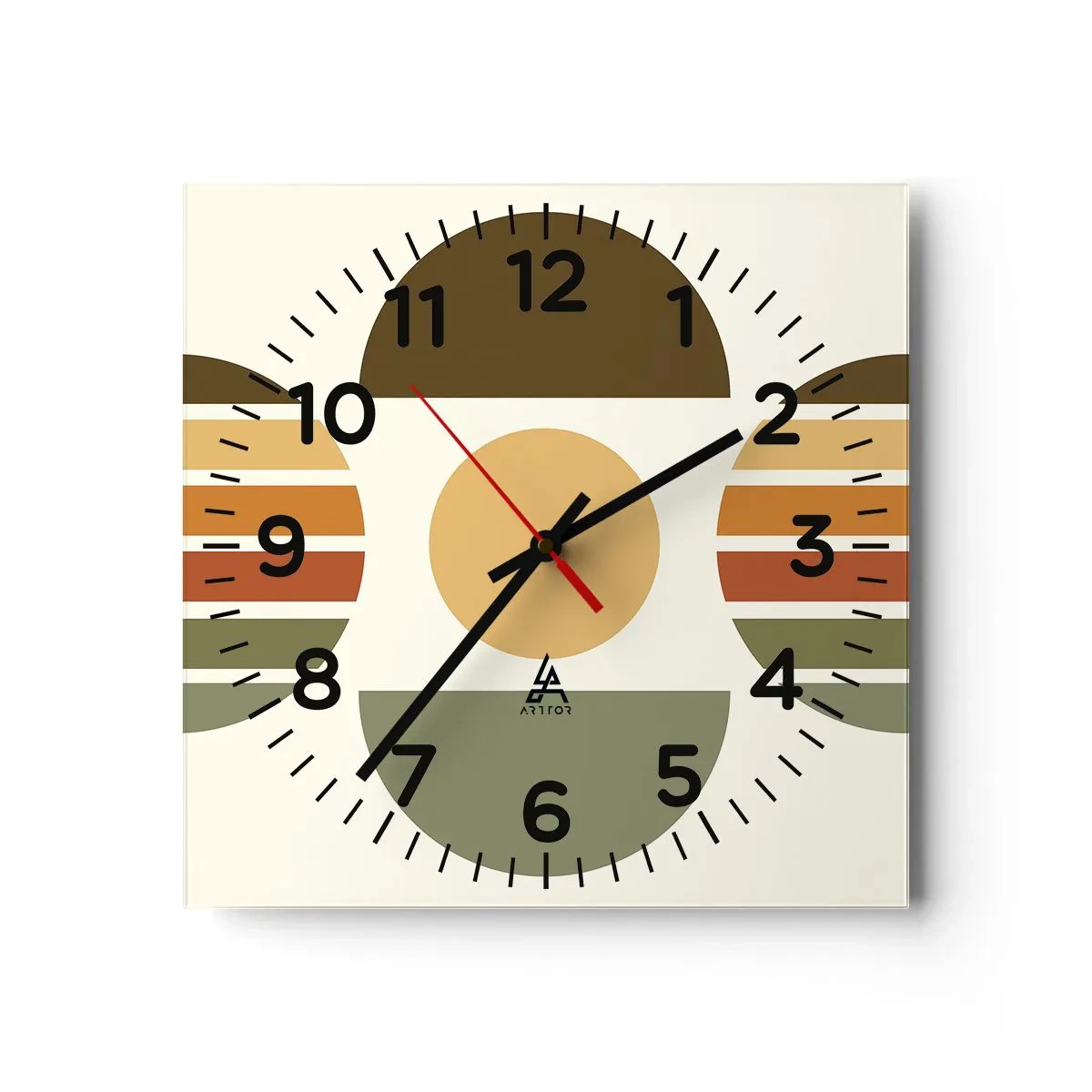 Wanduhr - Glasuhr - In Erdtönen - 40x40 cm