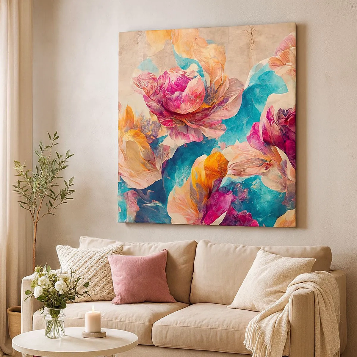 Bild auf Leinwand - Leinwandbild - Farbenpracht des Straußes - 30x30 cm