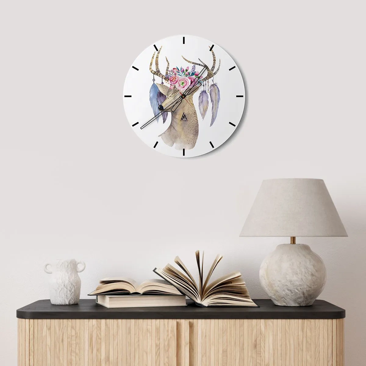 Wanduhr - Glasuhr - Seelenführer - sanft, unschuldig - 30x30 cm