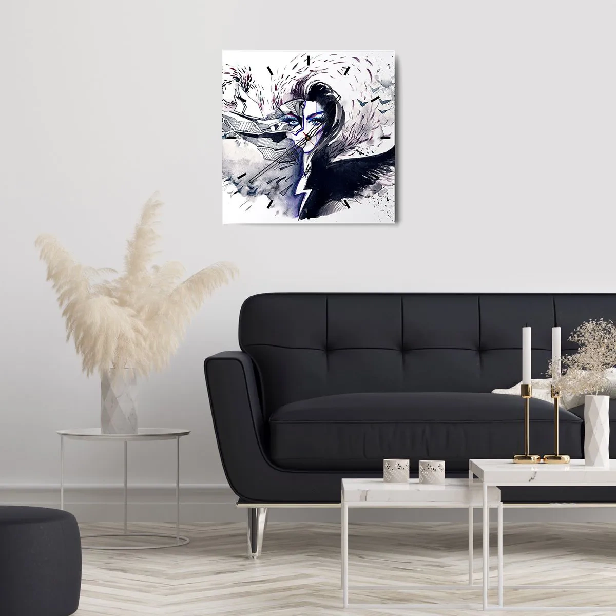 Wanduhr - Glasuhr - Dämonisch und schön - 30x30 cm