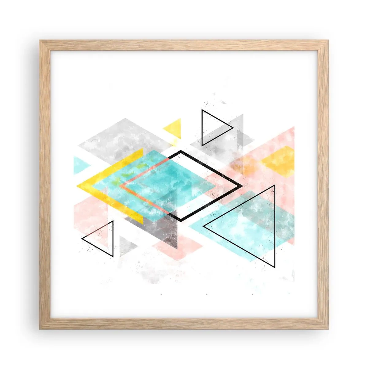 Poster in einem Rahmen aus heller Eiche - Geometrisches Spiel - 40x40 cm