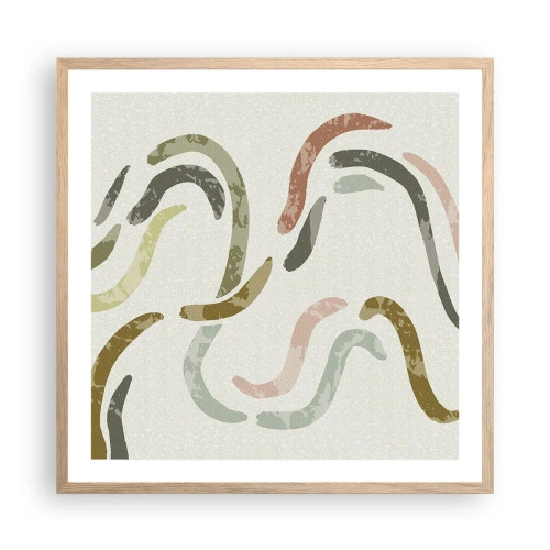 Poster in einem Rahmen aus heller Eiche - Fröhlicher Tanz der Abstraktion - 60x60 cm