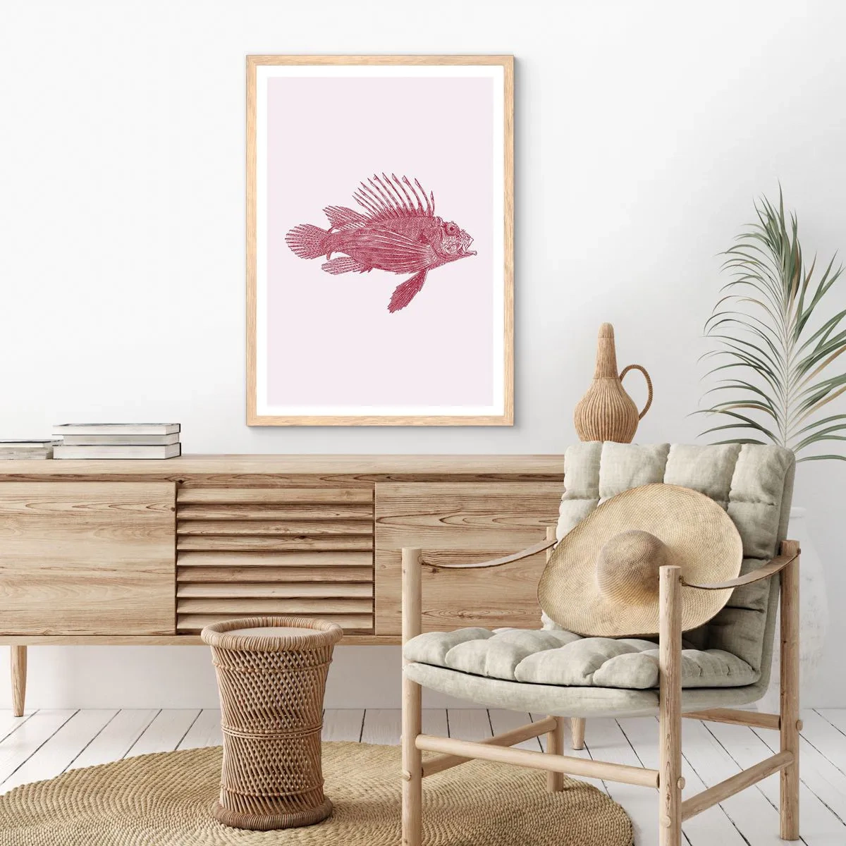 Poster in einem Rahmen aus heller Eiche - Bewohner exotischer Gewässer - 61x91 cm