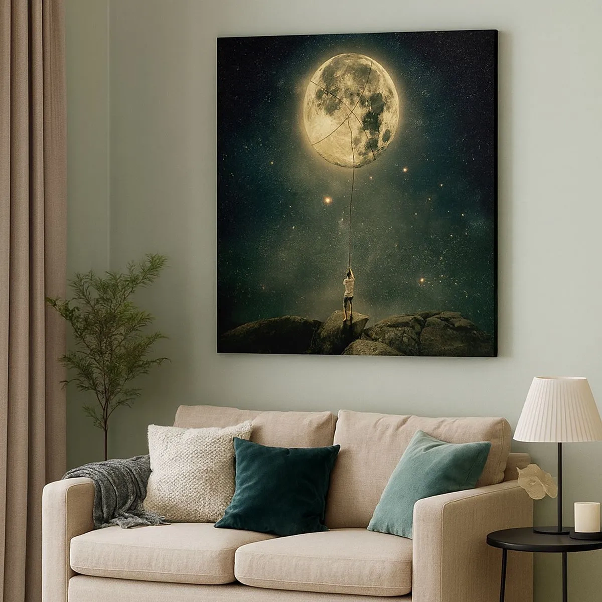 Bild auf Leinwand - Leinwandbild - Der Mann, der den Mond gestohlen hat - 30x30 cm