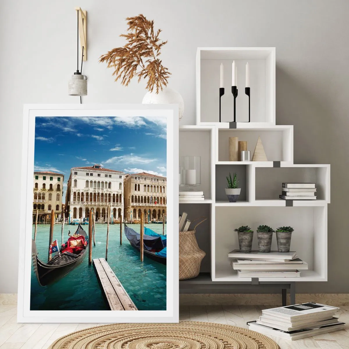 Poster in einem weißen Rahmen - Paläste in Blau - 30x40 cm