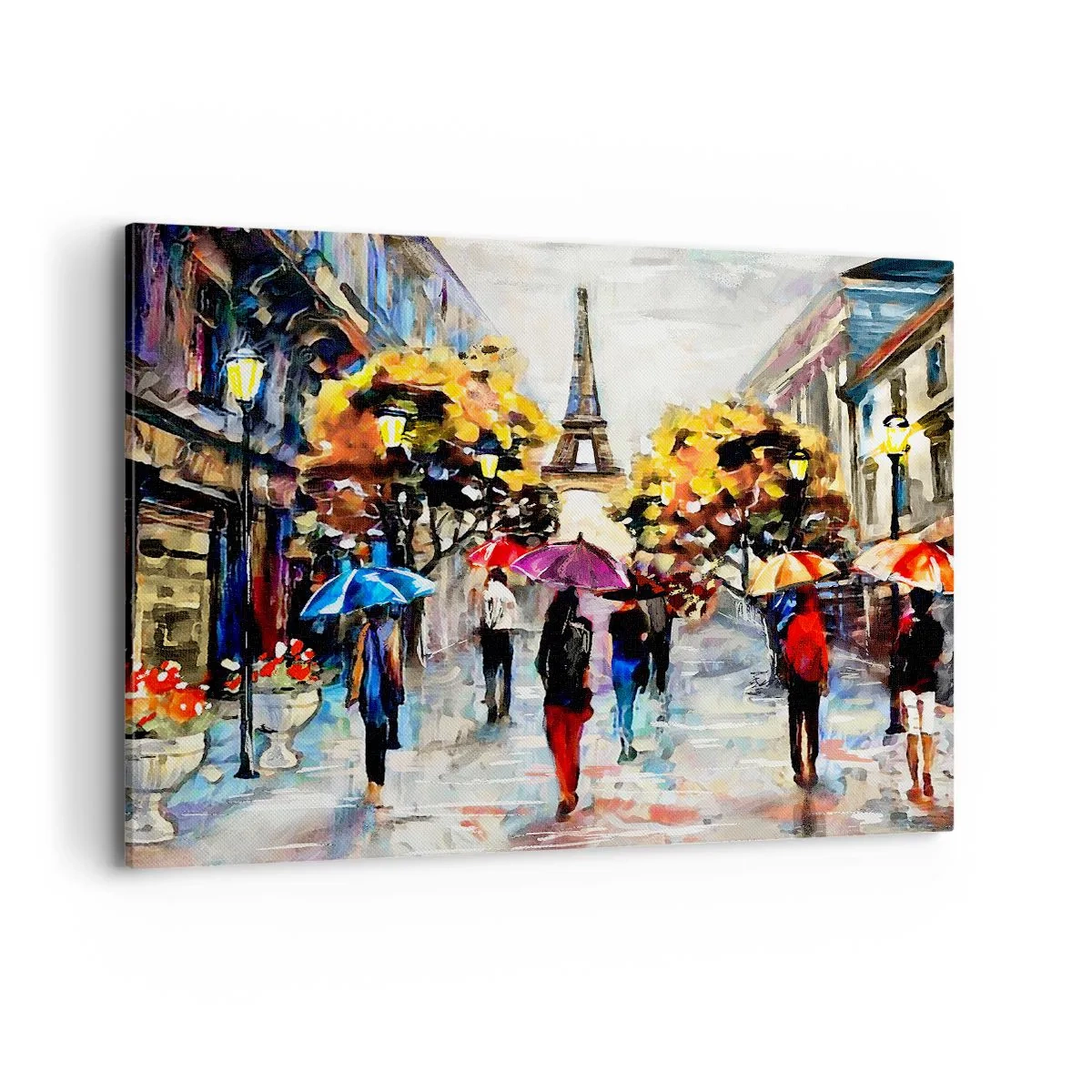 Bild auf Leinwand - Leinwandbild - Ein Herbstspaziergang in Paris mit Blick auf den Eiffelturm - 100x70cm - Besonders schön im Herbst - Moderne Wanddekoration für Wohnzimmer und Schlafzimmer ARTTOR