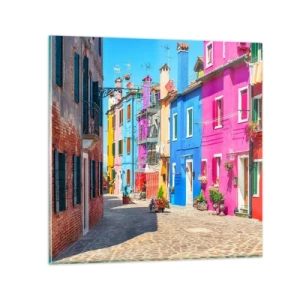 Glasbild - Bild auf glas - Städtchen "Zu Papageien" - 30x30 cm