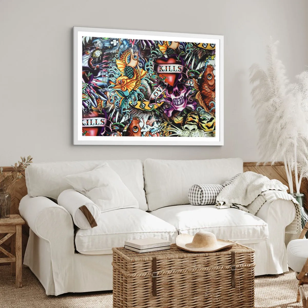 Poster in einem weißen Rahmen - Der Traum des Tätowierers - 40x30 cm