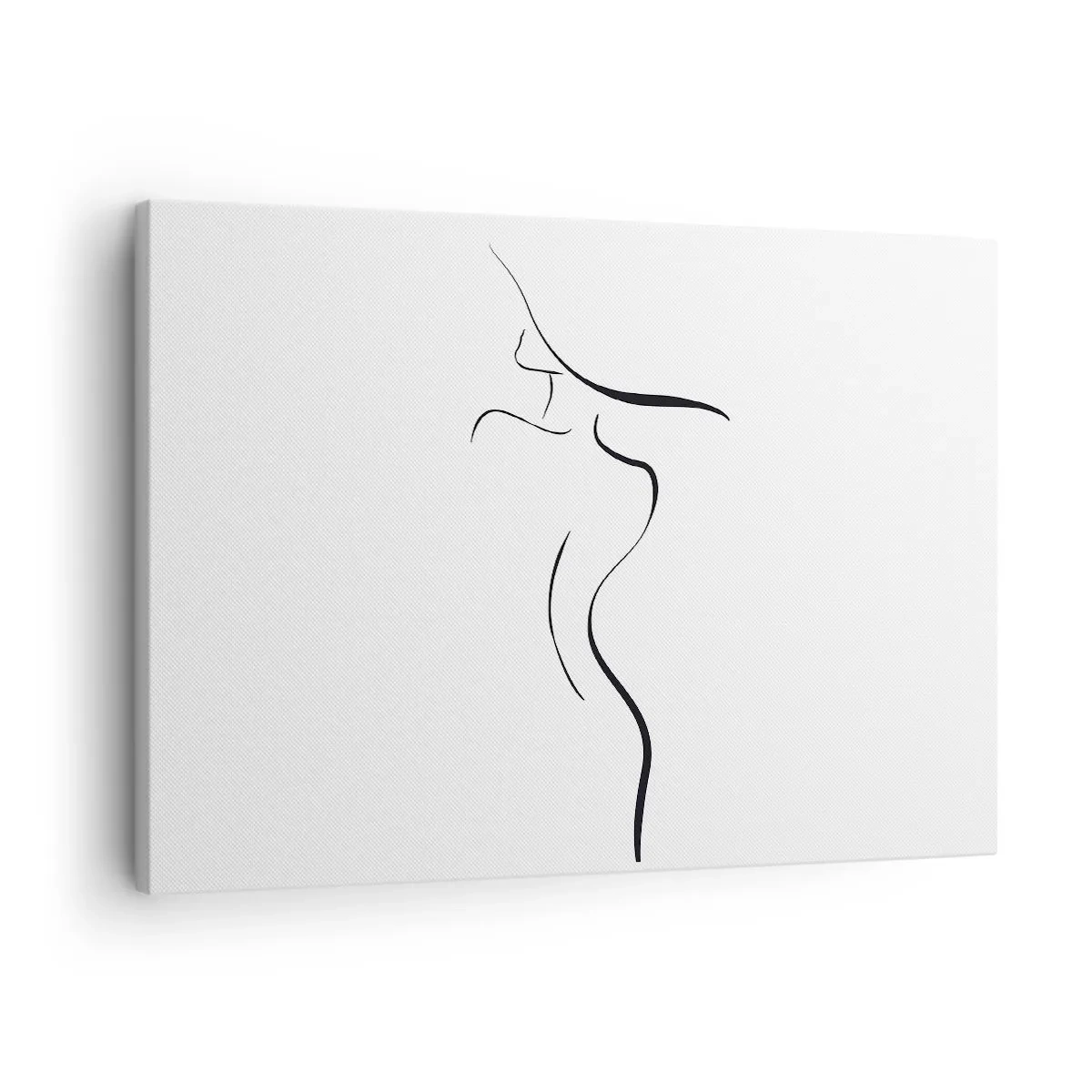 Bild auf Leinwand - Leinwandbild - Minimalistischer Umriss einer weiblichen Silhouette auf weißem Hintergrund - 70x50cm - Flüchtig wie eine Welle - Moderne Wanddekoration für Wohnzimmer und Schlafzimmer ARTTOR