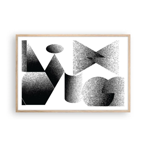 Poster in einem Rahmen aus heller Eiche - Winkel und Ovale - 91x61 cm