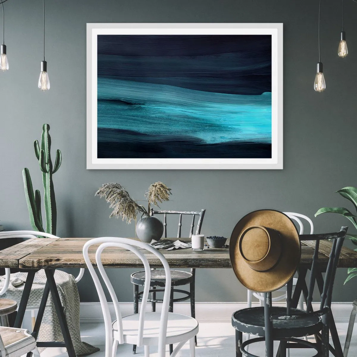 Poster in einem weißen Rahmen - Gehen Sie mit dem Strom - 70x50 cm