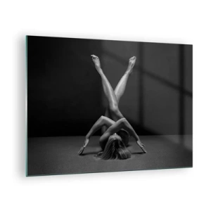 Glasbild - Bild auf glas - Weiblicher Akt in geometrischer Körperkomposition - 70x50cm - Die Geometrie der Nacktheit - Moderne Wanddekoration für Wohnzimmer und Schlafzimmer ARTTOR