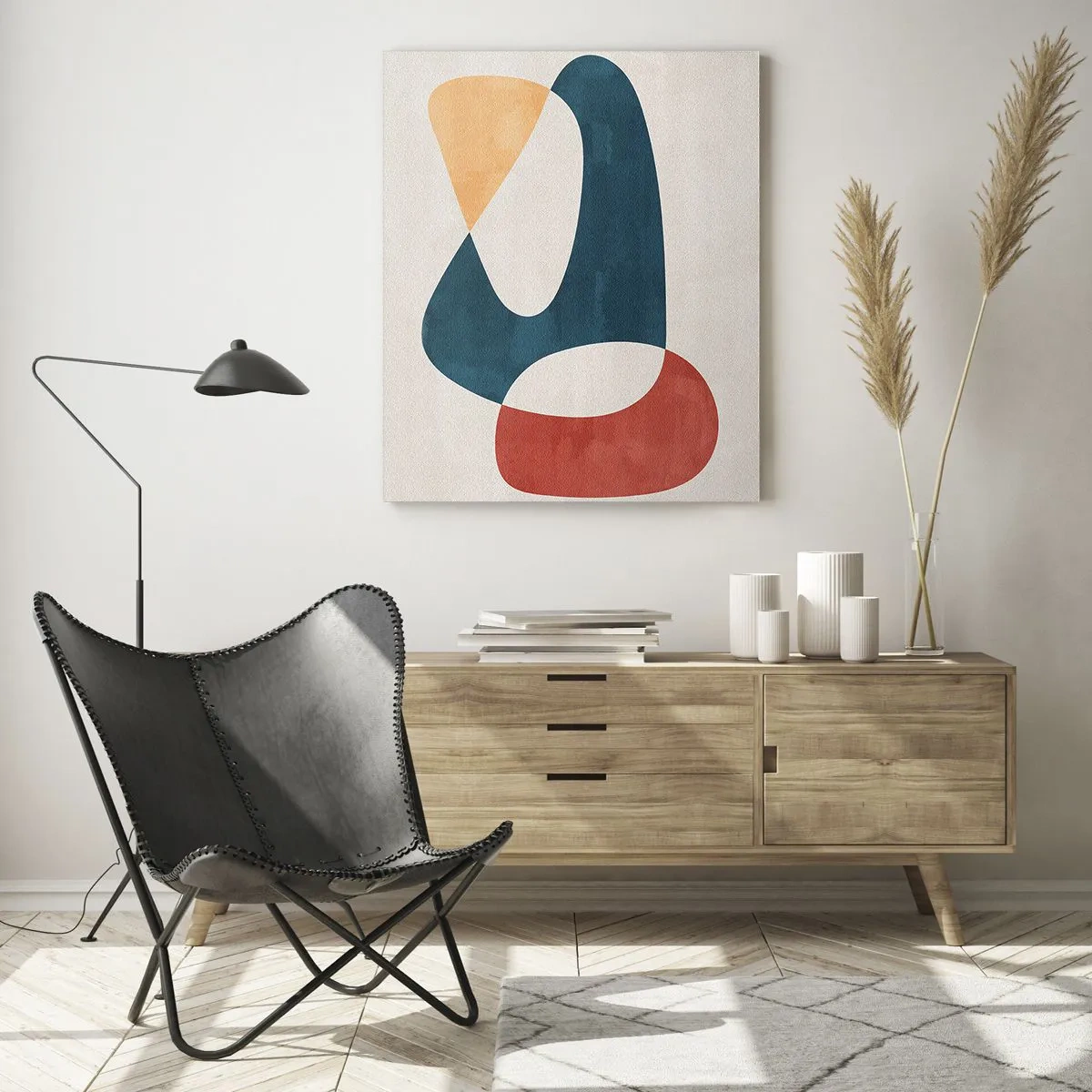 Glasbild - Bild auf glas - Abstrakte Formen in harmonischen Farben - 80x120cm - Einflüsse und Metamorphosen - Moderne Wanddekoration für Wohnzimmer und Schlafzimmer ARTTOR