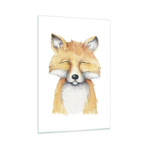 Glasbild - Bild auf glas - Ein Aquarellfuchs mit einem Lächeln im minimalistischen Stil - 80x120cm - Fuchsstimmungen - Moderne Wanddekoration für Wohnzimmer und Schlafzimmer ARTTOR