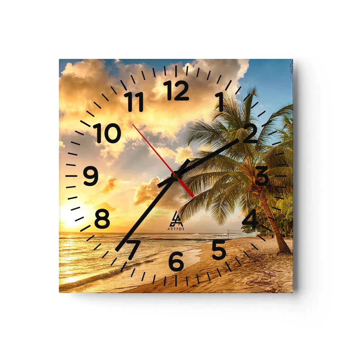 Wanduhr - Glasuhr - Ewiger Sommer, immer Urlaub - 40x40 cm