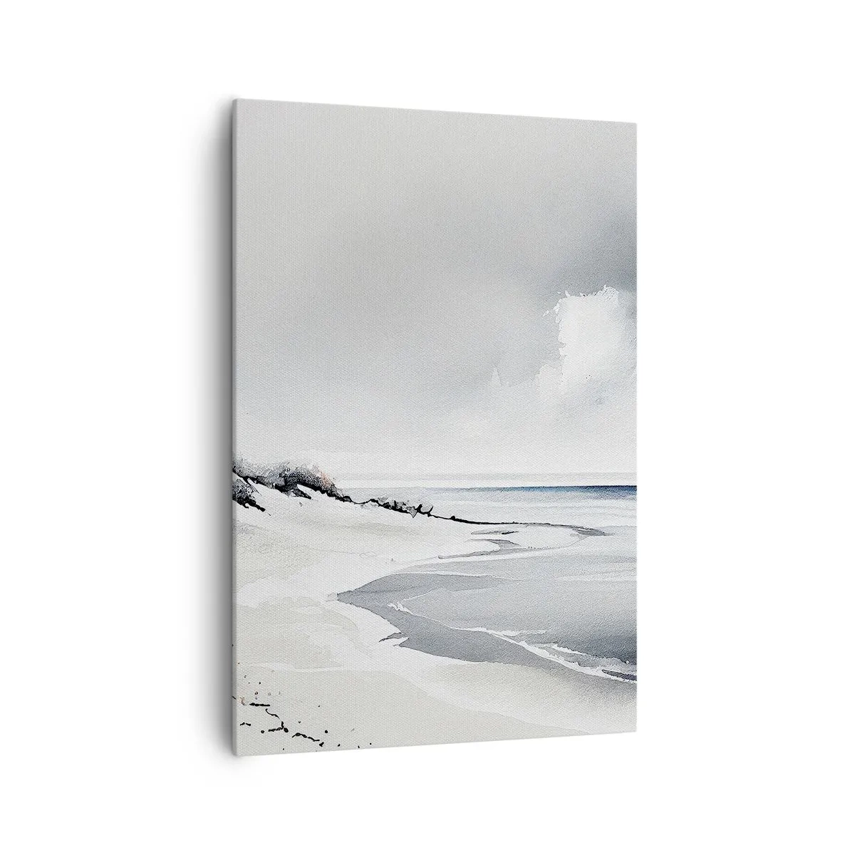 Bild auf Leinwand - Leinwandbild - Ein Strand in gedämpften Grau- und Blautönen - 70x100cm - Für immer zusammen - Moderne Wanddekoration für Wohnzimmer und Schlafzimmer ARTTOR