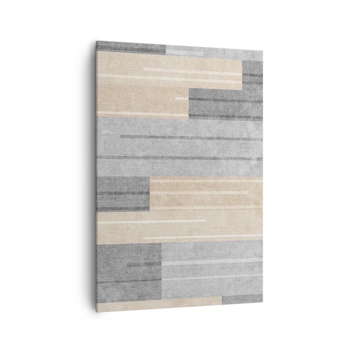 Bild auf Leinwand - Leinwandbild - Geometrische Komposition in Grau- und Beigetönen - 70x100cm - Komposition: Vertikal halten - Moderne Wanddekoration für Wohnzimmer und Schlafzimmer ARTTOR