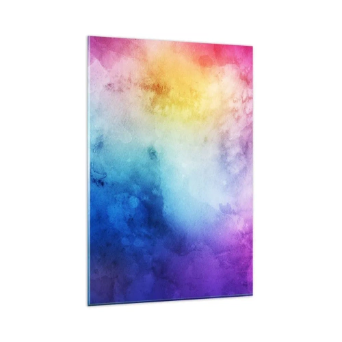 Glasbild - Bild auf glas - Eine abstrakte Komposition in Pastelltönen von Rosa und Blau. - 80x120cm - Fast auf Wolke sieben - Moderne Wanddekoration für Wohnzimmer und Schlafzimmer ARTTOR