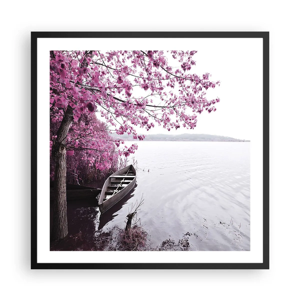 Poster in einem schwarzem Rahmen - In rosa Stille - 60x60 cm