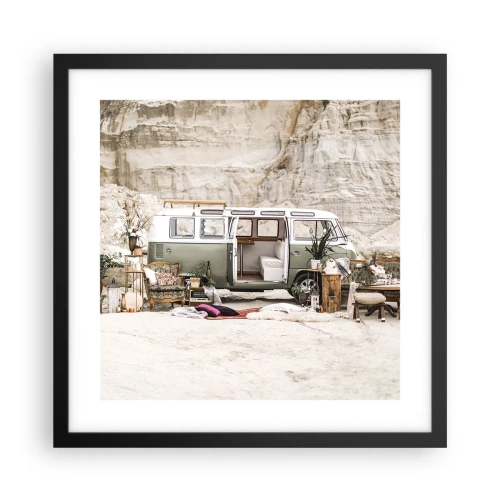 Poster in einem schwarzem Rahmen - Es ist die Zeit, die Reise zu beginnen - 40x40 cm