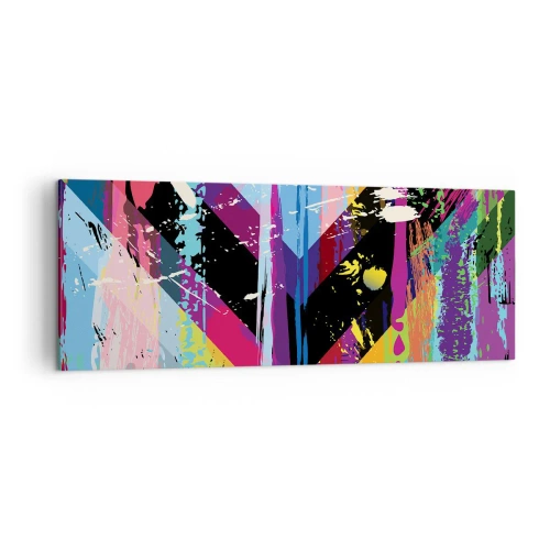 Bild auf Leinwand - Leinwandbild - Abstraktes Muster mit bunten geometrischen Formen - 140x50cm - Von oben nach unten - Moderne Wanddekoration für Wohnzimmer und Schlafzimmer ARTTOR