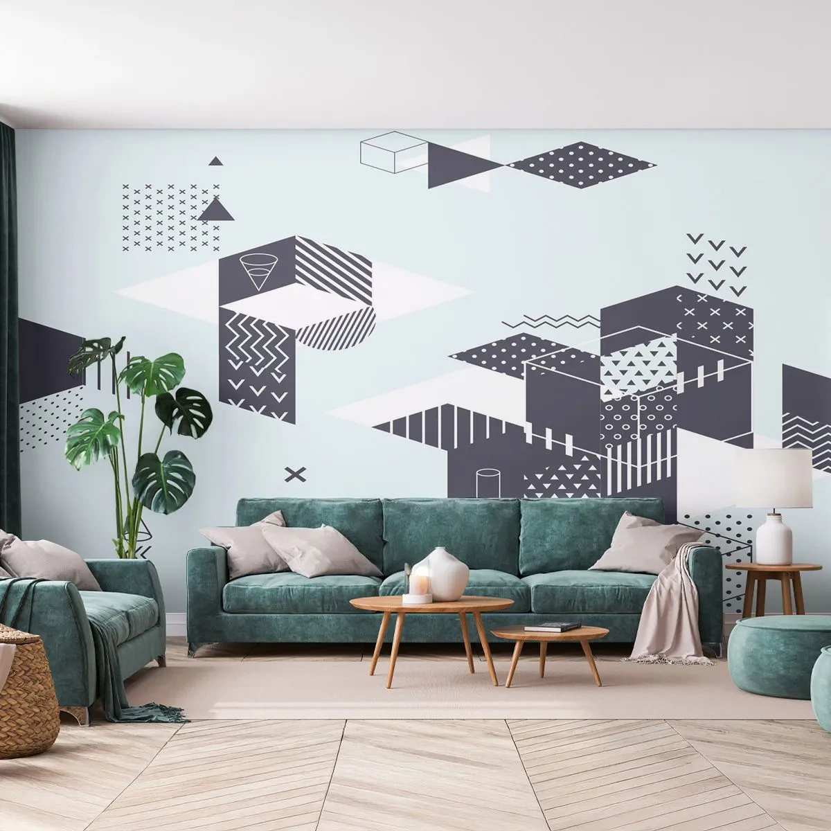 Fototapete Premium Sand - Moderne geometrische Abstraktion - 100x70cm - In der Seele eines Mathematikers - Moderne Wanddekoration für Wohnzimmer und Schlafzimmer ARTTOR