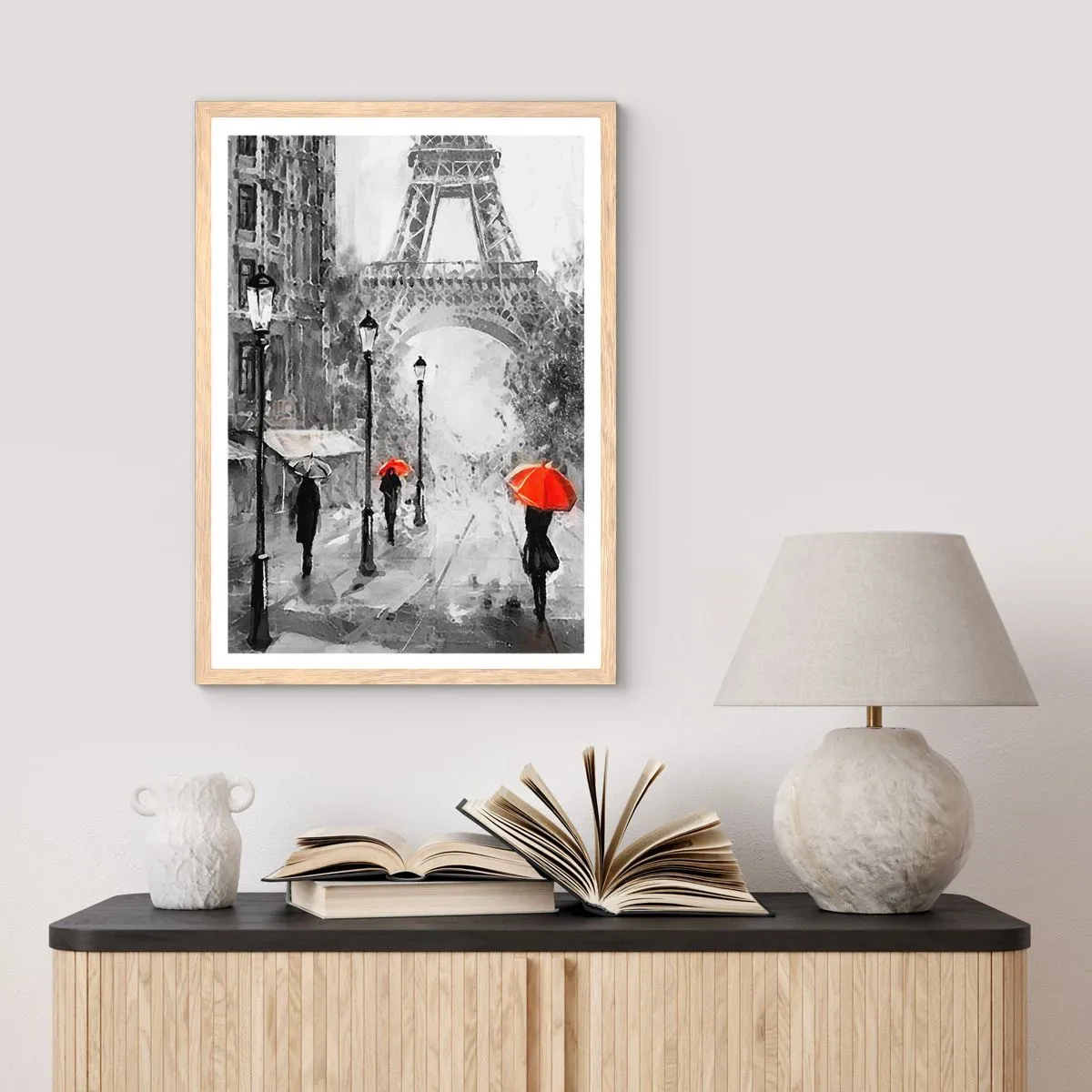 Poster in einem Rahmen aus heller Eiche - Alle Wege führen zu ihr - 61x91 cm