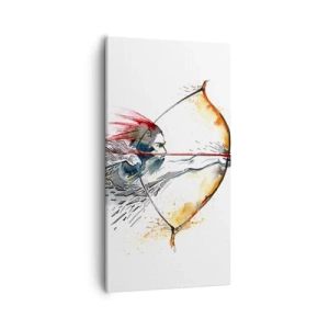 Bild auf Leinwand - Leinwandbild - Mythischer Krieger mit feurigem Bogen - 55x100 cm