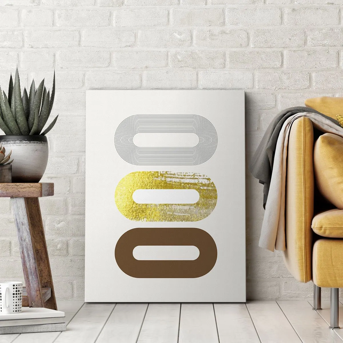 Bild auf Leinwand - Leinwandbild - Abstraktes Motiv aus drei geometrischen Formen - 70x100cm - Oooh! - Moderne Wanddekoration für Wohnzimmer und Schlafzimmer ARTTOR