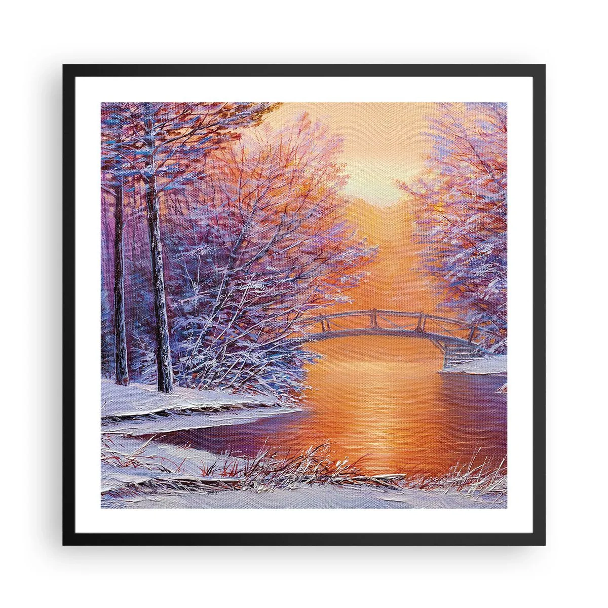 Poster in einem schwarzem Rahmen - Treffen wir uns hier - 60x60 cm