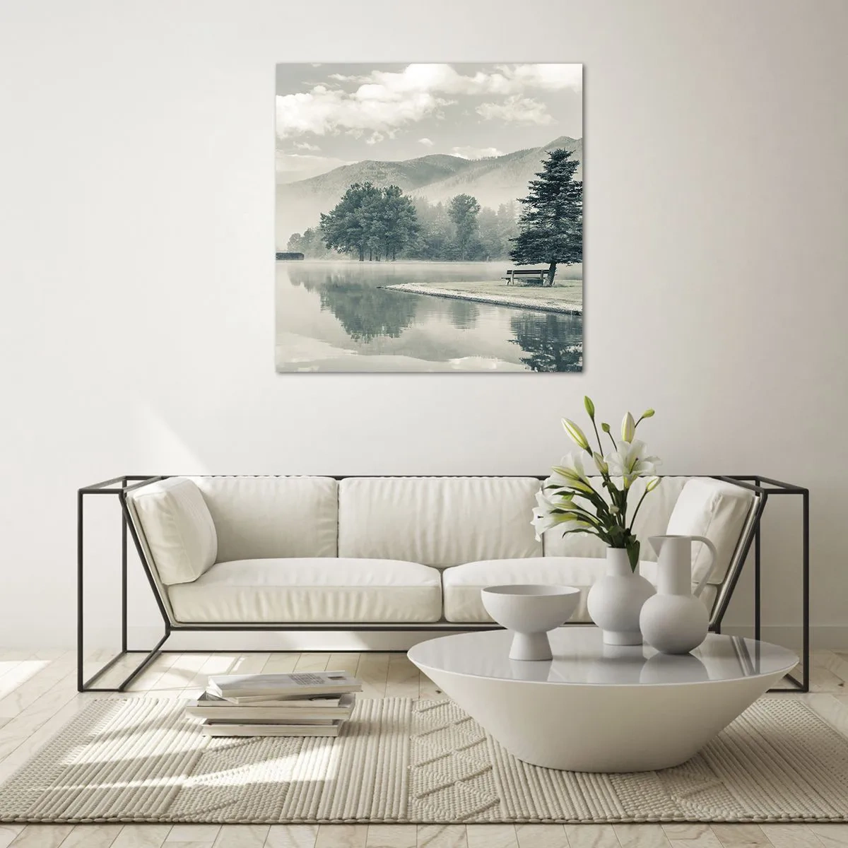 Glasbild - Bild auf glas - Der See schläft noch - 50x50 cm