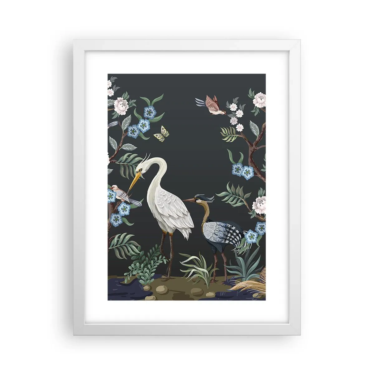 Poster in einem weißen Rahmen - Vogelparade - 30x40 cm