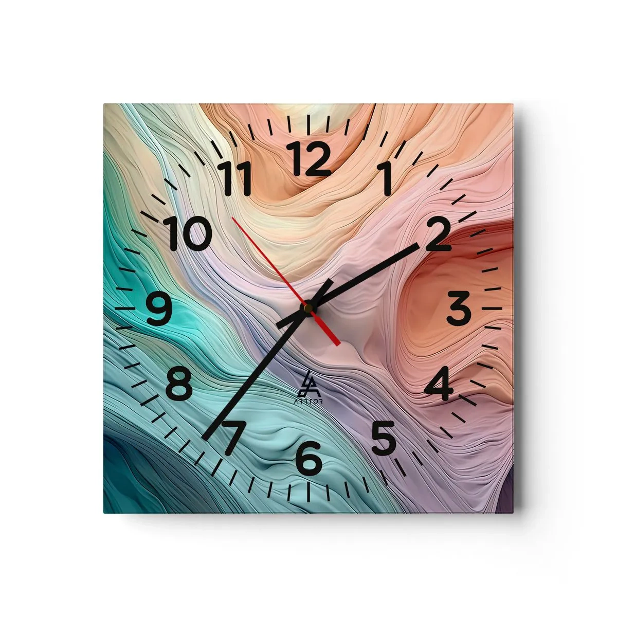 Wanduhr - Glasuhr - Regenbogenwelle - 40x40 cm