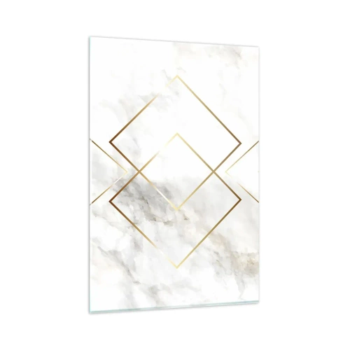 Glasbild - Bild auf glas - Minimalistische goldene Rauten auf Marmorhintergrund - 80x120cm - Ein Blick in die Unendlichkeit - Moderne Wanddekoration für Wohnzimmer und Schlafzimmer ARTTOR