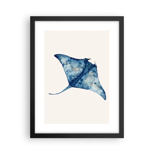 Poster in einem schwarzem Rahmen - Leben im Blau - 30x40 cm