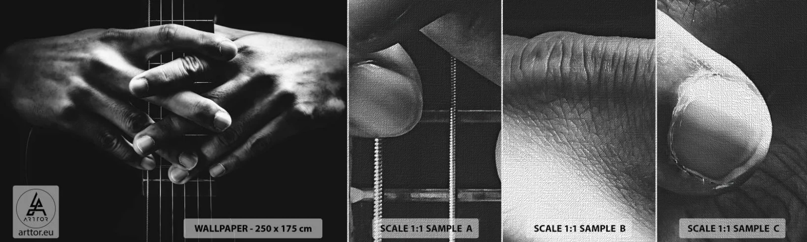 Fototapeten Muster Premium Canvas - Gebet des Künstlers - Gitarrist, Musiker, Gitarre - 100x30 cm