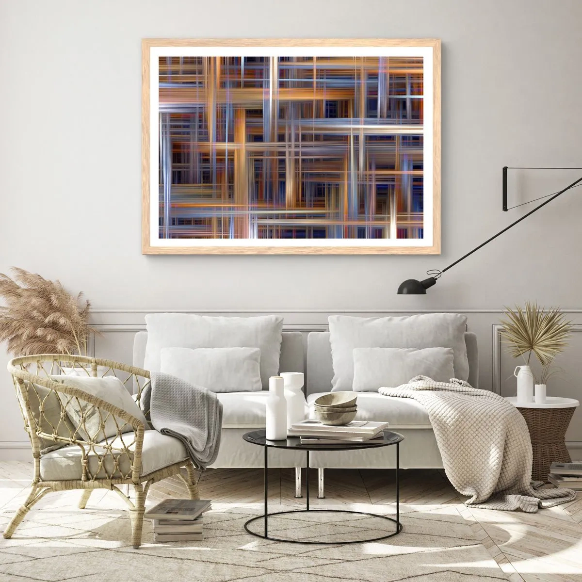 Poster in einem Rahmen aus heller Eiche - Aus Licht gewebt - 70x50 cm